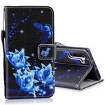 For Galaxy Note 10 Horizontal Flip Leather Case with Holder & Card Slots & Wallet(Blue Butterfly Flower)