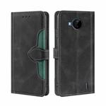 For Nokia C20 Plus Skin Feel Straw Hat Magnetic Buckle Leather Phone Case(Black)