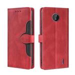 For Nokia C10 / C20 Skin Feel Straw Hat Magnetic Buckle Leather Phone Case(Red)