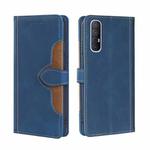 For OPPO Reno3 5G JP Version Skin Feel Straw Hat Magnetic Buckle Leather Phone Case(Blue)