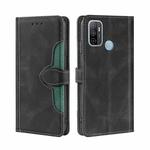 For OPPO A53 / A32 / A33 / A53s 2020 Skin Feel Straw Hat Magnetic Buckle Leather Phone Case(Black)
