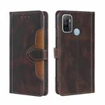 For OPPO A53 / A32 / A33 / A53s 2020 Skin Feel Straw Hat Magnetic Buckle Leather Phone Case(Brown)