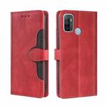 For OPPO A53 / A32 / A33 / A53s 2020 Skin Feel Straw Hat Magnetic Buckle Leather Phone Case(Red)