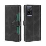 For OPPO A55 5G Skin Feel Straw Hat Magnetic Buckle Leather Phone Case(Black)