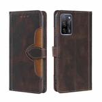 For OPPO A55 5G Skin Feel Straw Hat Magnetic Buckle Leather Phone Case(Brown)