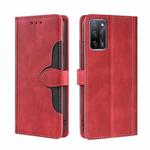 For OPPO A55 5G Skin Feel Straw Hat Magnetic Buckle Leather Phone Case(Red)