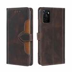 For OPPO A55s 5G Skin Feel Straw Hat Magnetic Buckle Leather Phone Case(Brown)