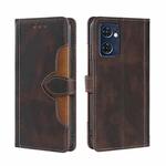 For OPPO Find X5 Lite Skin Feel Straw Hat Magnetic Buckle Leather Phone Case(Brown)