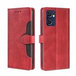 For OPPO Find X5 Lite Skin Feel Straw Hat Magnetic Buckle Leather Phone Case(Red)