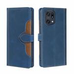 For OPPO Find X5 Pro Skin Feel Straw Hat Magnetic Buckle Leather Phone Case(Blue)