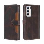 For OPPO Reno5 Pro+ 5G / Find X3 Neo Skin Feel Straw Hat Magnetic Buckle Leather Phone Case(Brown)