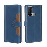 For OPPO Reno5 A Skin Feel Straw Hat Magnetic Buckle Leather Phone Case(Blue)