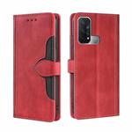 For OPPO Reno5 A Skin Feel Straw Hat Magnetic Buckle Leather Phone Case(Red)