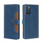 For OPPO Reno6 Skin Feel Straw Hat Magnetic Buckle Leather Phone Case(Blue)