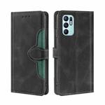 For OPPO Reno6 4G Skin Feel Straw Hat Magnetic Buckle Leather Phone Case(Black)