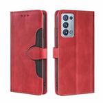 For OPPO Reno6 Pro+ Skin Feel Straw Hat Magnetic Buckle Leather Phone Case(Red)