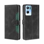 For OPPO Reno7 Pro 5G Skin Feel Straw Hat Magnetic Buckle Leather Phone Case(Black)