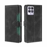 For OPPO Realme 8i Skin Feel Straw Hat Magnetic Buckle Leather Phone Case(Black)