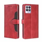 For OPPO Realme 8i Skin Feel Straw Hat Magnetic Buckle Leather Phone Case(Red)
