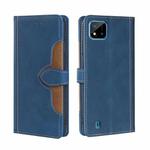 For OPPO Realme C20 Skin Feel Straw Hat Magnetic Buckle Leather Phone Case(Blue)