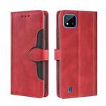 For OPPO Realme C20 Skin Feel Straw Hat Magnetic Buckle Leather Phone Case(Red)