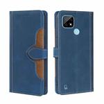 For OPPO Realme C21 Skin Feel Straw Hat Magnetic Buckle Leather Phone Case(Blue)