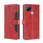 For OPPO Realme C21 Skin Feel Straw Hat Magnetic Buckle Leather Phone Case(Red)