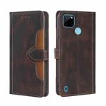 For OPPO Realme C21Y Skin Feel Straw Hat Magnetic Buckle Leather Phone Case(Brown)