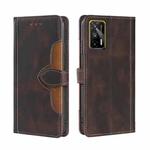 For OPPO Realme GT / Q3 Pro 5G Skin Feel Straw Hat Magnetic Buckle Leather Phone Case(Brown)