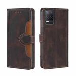 For OPPO Realme 8 5G / Realme V13 5G Skin Feel Straw Hat Magnetic Buckle Leather Phone Case(Brown)