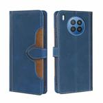 For Huawei nova 8i Skin Feel Straw Hat Magnetic Buckle Leather Phone Case(Blue)