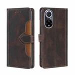 For Huawei nova 9 Skin Feel Straw Hat Magnetic Buckle Leather Phone Case(Brown)