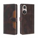 For Honor 50 Pro Skin Feel Straw Hat Magnetic Buckle Leather Phone Case(Brown)