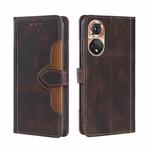 For Honor 50 Skin Feel Straw Hat Magnetic Buckle Leather Phone Case(Brown)