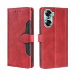 For Honor 60 Skin Feel Straw Hat Magnetic Buckle Leather Phone Case(Red)