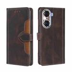 For Honor 60 Pro Skin Feel Straw Hat Magnetic Buckle Leather Phone Case(Brown)