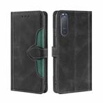 For Sony Xperia 5 II Skin Feel Straw Hat Magnetic Buckle Leather Phone Case(Black)