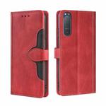 For Sony Xperia 5 II Skin Feel Straw Hat Magnetic Buckle Leather Phone Case(Red)