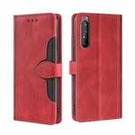 For Sony Xperia 1 II Skin Feel Straw Hat Magnetic Buckle Leather Phone Case(Red)