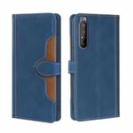 For Sony Xperia 1 II Skin Feel Straw Hat Magnetic Buckle Leather Phone Case(Blue)