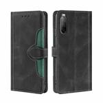 For Sony Xperia 10 II Skin Feel Straw Hat Magnetic Buckle Leather Phone Case(Black)