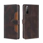 For Sony Xperia 10 II Skin Feel Straw Hat Magnetic Buckle Leather Phone Case(Brown)