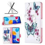 For Xiaomi Redmi Note 11 International Version Colored Drawing Leather Phone Case(Peach Blossom Butterfly)