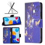 For Xiaomi Redmi Note 11 International Version Colored Drawing Leather Phone Case(Purple Butterfly)