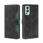 For OnePlus Nord 2 5G Skin Feel Straw Hat Magnetic Buckle Leather Phone Case(Black)