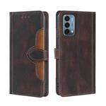 For OnePlus Nord N200 5G Skin Feel Straw Hat Magnetic Buckle Leather Phone Case(Brown)