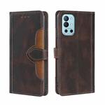 For OnePlus 9R Skin Feel Straw Hat Magnetic Buckle Leather Phone Case(Brown)