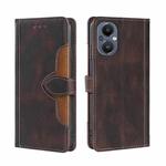 For OnePlus Nord N20 5G Skin Feel Straw Hat Magnetic Buckle Leather Phone Case(Brown)