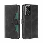 For ZTE Axon 30 5G Skin Feel Straw Hat Magnetic Buckle Leather Phone Case(Black)