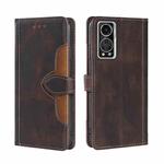 For ZTE Axon 30 5G Skin Feel Straw Hat Magnetic Buckle Leather Phone Case(Brown)